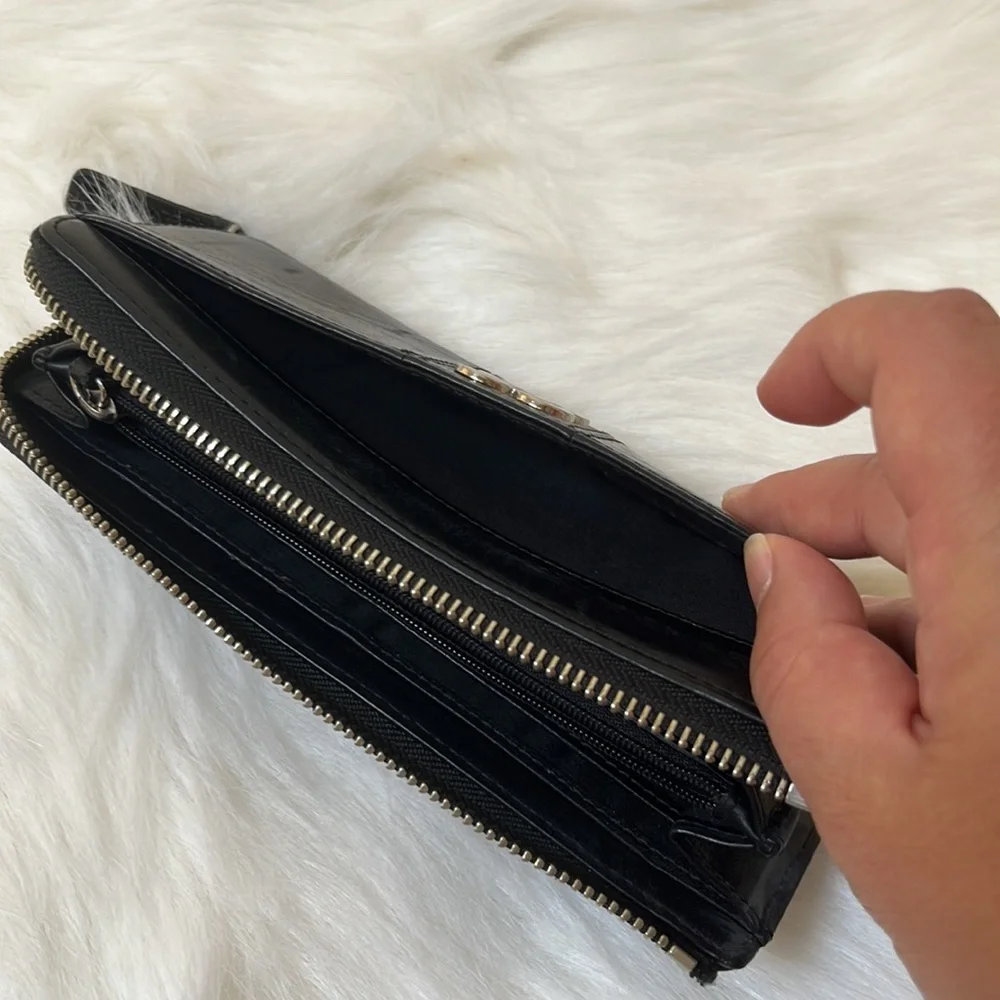 Coach Leather Zip Continental Wallet in Black - Picture 5 of 7